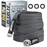 PLYPLYE Garden Hose 50ft, Made of TPU(Not PVC), Ultra-Light & Flexible Water Hose, Non-Shrinking, Easy to Store, Drinking Water Safe Material, All-weather, Black&Gray