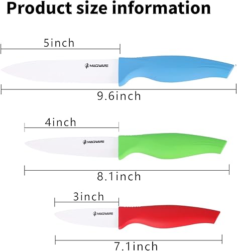 Miniatura 2 de Juego de cuchillos de pelar de cerámica de 6 piezas con vainas afiladas y saludables (incluye cuchillo utilitario de 5 pulgadas, cuchillo de fruta