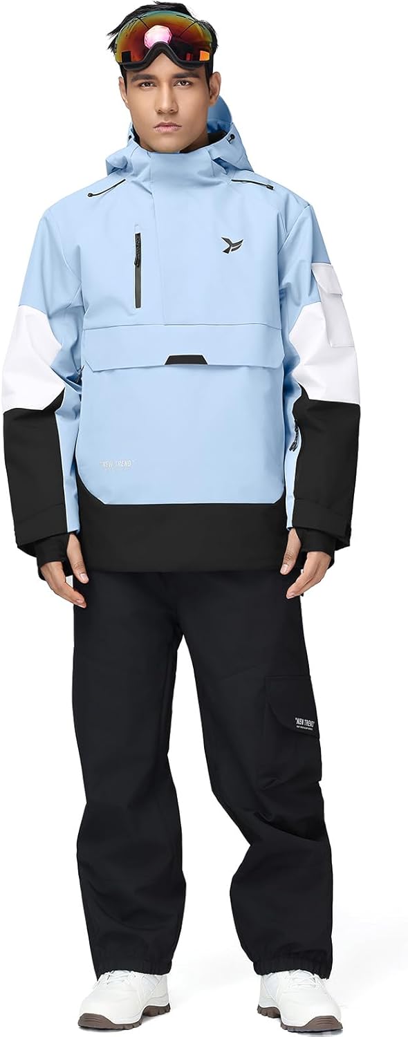 YEEFINE Men's Ski Jacket Snowboard Snow Coat Waterproof Insulated Winter Warm Loose Fit Pullover Hoodie - Image 5