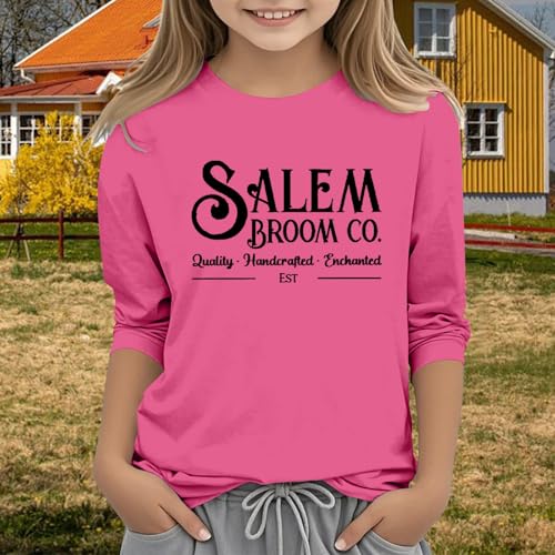 Little Girls Halloween Shirt Kids Letter Print Crewneck Graphic Tee 3/4 Sleeve Holiday Thanksgiving Tops Teen Casual Clothes2