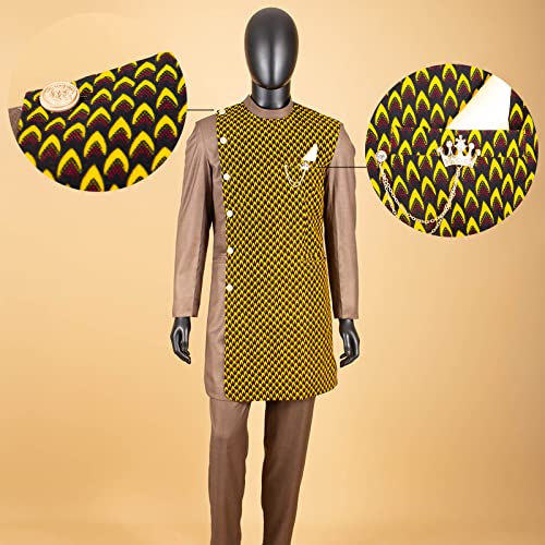 African Suits for Men Single Breasted Printed Blazer and Pants 2 Piece Set Dashiki Outfits Ankara Attire3