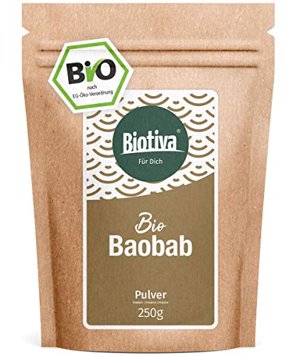 polvere di Baobab Bio (250g) - albero farmacista - fibra, potassio, ferro, acidi grassi essenziali - riempito in Germania (DE-ECO-005)