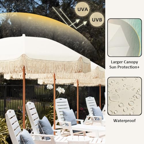 Sombrillas de patio con 8 varillas de fibra de vidrio resistentes al viento y calor 3
