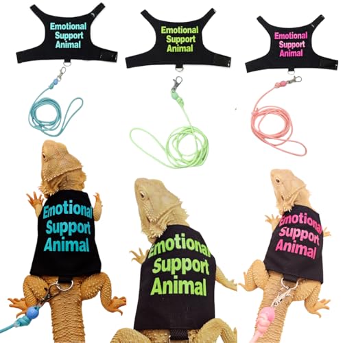 Conjunto de 3 conjuntos de roupas de lagartos de dragão barbudo com coleira para animais de estimaçã