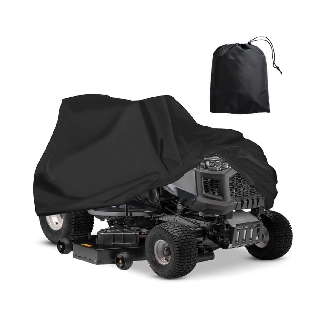 PROVISO TOOLSAbdeckplane Rasentraktor 183x137x117 cm, Aufsitzrasenmäher Abdeckung Wasserdicht – 420D Oxford Schutzhülle für Aufsitzmäher, Rasenmäher Traktor & Anhänger, Garage Zubehör, Schwarz