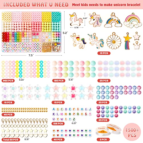 Unitystar Bracelet Making Kit, Beads For Jewelry Making Kit With Unicorn Charms, Flat Round Polymer Clay Beads, Heishi Beads For Bracelets Necklace Making, Diy Arts Crafts Kit Gifts For Girls #TOP2