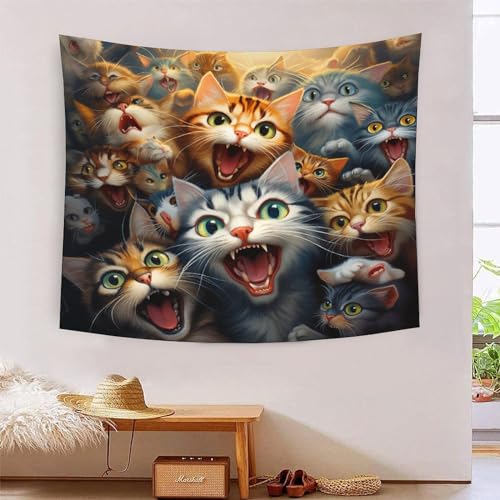 Tapisserie murale chat 3D grand poster textile pour décorer une chambre d'enfant