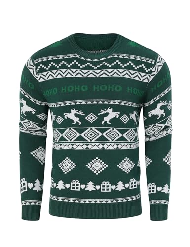 TURETRENDY Men's Christmas Sweaters Ugly Xmas Pullover Reindeer Snowflake Knitted Round Neck Jumpers2