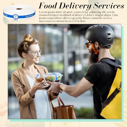 Skyygemm Tamper Evident Tape Safe Secure Tamper Evident Stickers for Drink Lids 1\" x 9\" Food Delivery Stickers Sealed for Freshness Labels Drink Food Proof Tape(Blue,500 Pcs) - Thumbnail 3