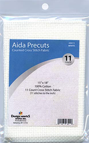 Image of 11 Count Aida Fabric Pre-Cut for Counted Cross Stitch - White