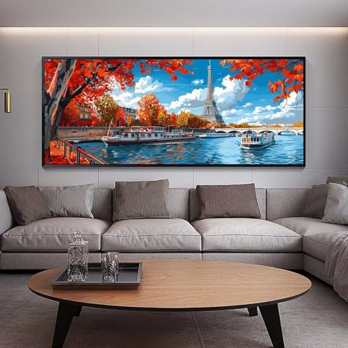 Broderie diamant Paris grand format 100x40 cm avec strass carrés complets