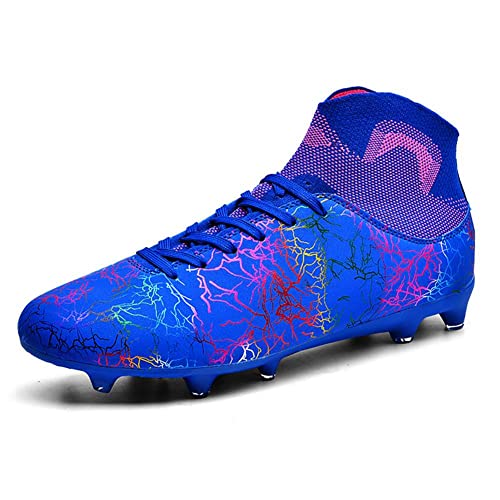 ESXGED Womens High Top Lightweight Soccer Cleats Mens Comfy Football Boots Spikes Shoes Training Sports Sneakers