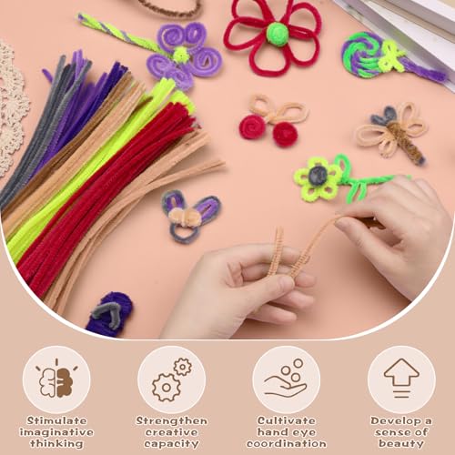 Image of 100 PCS Pipe Cleaners Craft, Light Brown Pipe Cleaners Bulk, Chenille Stem | Fuzzy Sticks Pipe Cleaners for Crafts Festival Home Decorations