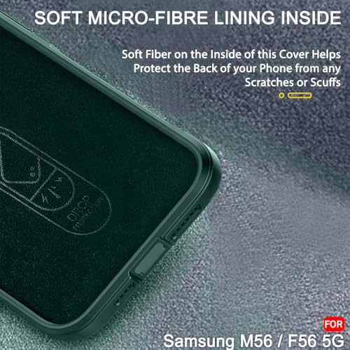 Image of TheGiftKart Liquid Silicon Back Cover Case for Samsung Galaxy M56 5G / F56 5G | Shockproof Military Grade Protection | Micro-Fibre Cloth On Inner Side | Anti-Slip Grip Back Cover Case (TPU, Green)