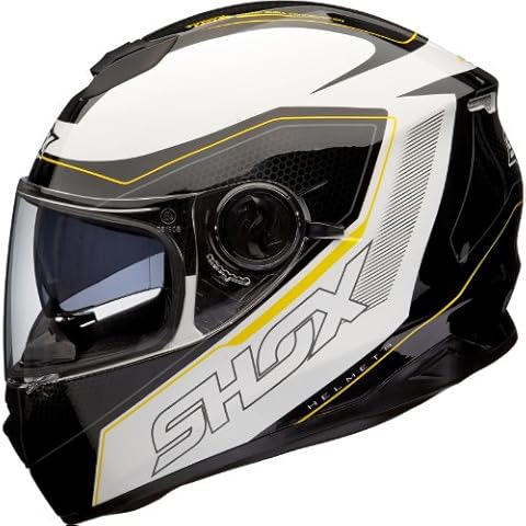 Shox Assault Tracer Motorcycle Helmet XL Black/White/Fluro Cover