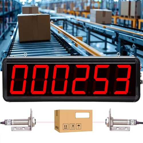 SICWEDIM Digital Counter,3in Sensor Counter with LED Display,Induction Distance 0-20m Adjustable,6-Digit Screen Counter Count Up to 999999 for Conveyor Belt