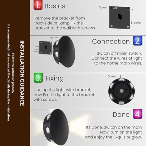 Image of One94Store LED Outdoor UP Down Wall Light 7 Watt Rainproof & Shockproof Aluminium Body 6 Way Wall Step Light Fixture Pack of 1 (Warm White) | with 3 Month warrenty