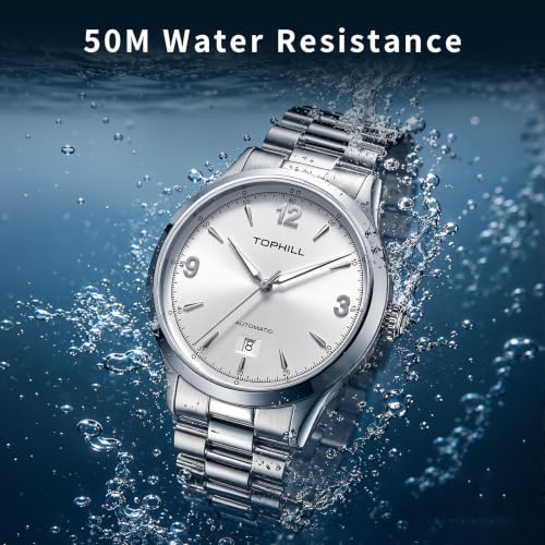 Image of TOPHILL Men Watches Automatic Mechanical Watches - Dive, GMT, Chronograph & Dress Styles | 316L Stainless Steel, Sapphire Crystal, Ceramic Bezel | 5ATM-300M Waterproof with Super Luminous | Classic Business & Sport Casual