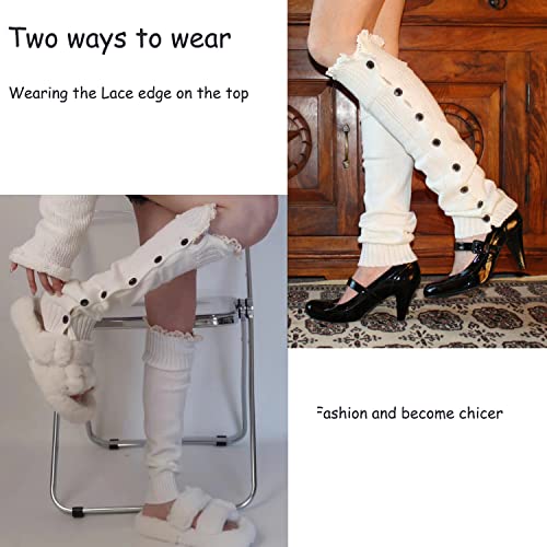 Image of Leg Warmers Harajuku with Lace Button Knit Harajuku Japanese Style Kawaii Lolita Gothic Flared and Loose Fit