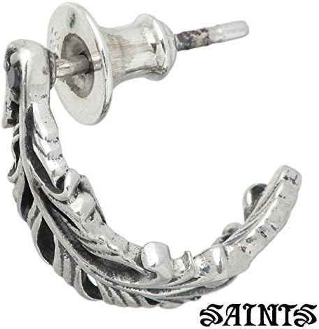 SAINTS セインツ フェザー＆ジルコニア シルバー ピアス メンズ 1個売り 片耳用 羽根 ブラックキュービック SSE2-63