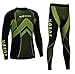 (Black/Green, L) - THERMOTECH NORDE Functional Thermal Underwear Breathable Active Base Layer SET