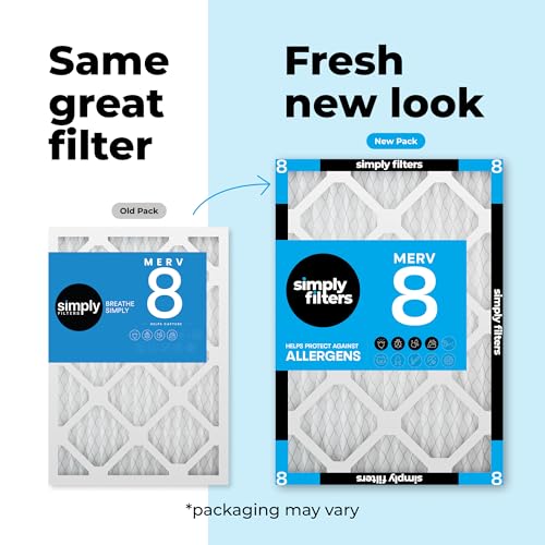 Image of Simply 18x24x1 Air Filter, Merv 8, 6 Pack, For Home AC Furnace & HVAC (Actual Size: 17.75 inchx23.75 inchx0.75 inch) DUST, Pet, & Allergy Control