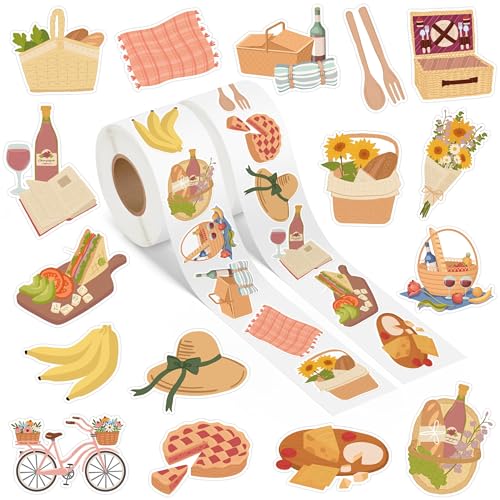 A1diee Camping Picnic Roll Stickers- 1000Pcs Spring Happy Camper Straw