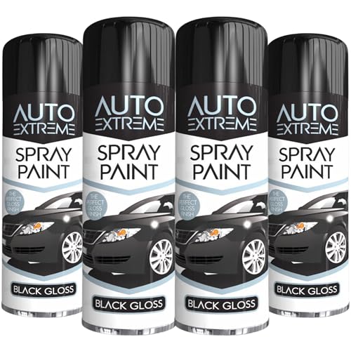 Balaju Height 4x BH Black Gloss Spray Paint Quick Dry Petrol Resistant Hard Wearing Crack Resistant Interior & Exterior Car Metal Wood Plastic Surfaces 250ml each Pack of 4