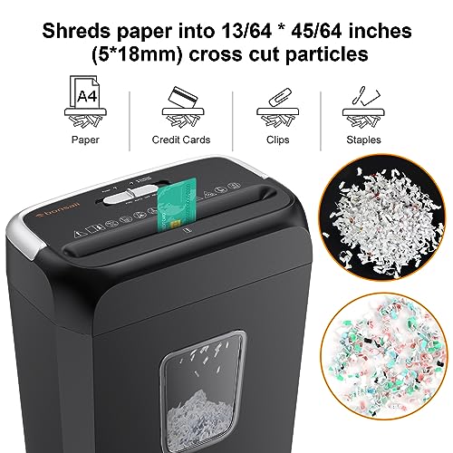 Bonsaii Paper Shredder for Home Use, 6 Sheet Cross Cut Shredder, Shred Credit Card/Staples/Clips, Shredder for Home & Small Office Use, Home Shredder with Portable Handle Design & 13L Bin (C237-B)