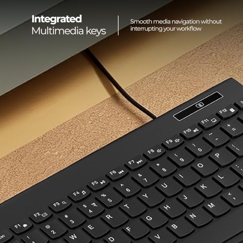 Image of Zebronics K16 Wired Keyboard, 79-Key Layout with Integrated Multimedia Keys, 1.1m Cable Length, ₹ Rupee Key, UV Coated Keys, Spill-Proof Design, USB Interface, Slim & Compact Design