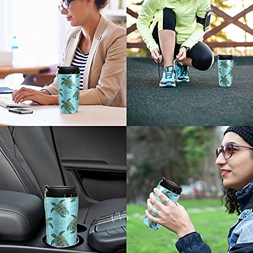 Vaso de viaje con patrón de tortugas marinas taza de café de plástico con tapa doble pared aislada con diseño patrón de… - Imagen 6