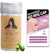 Tinashe Wax Stick with 2pcs HD Wig Cap, Wax Stick Hair Pomade Hair Silk Stick for Black Hair,Long...