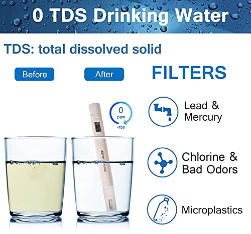 zeroliquid ZR-001, ZR-017, ZR-004 Replacement Water Filters for Pitchers and Dispensers, Advanced 6 Stage Filtration System for 0 TDS, Remove Lead, Chlorine, Fluoride, Heavy Metals, BPA Free (1 pack)