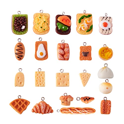 Pendentifs en résine imitation pain et toast pour bijoux artisanaux et loisirs créatifs