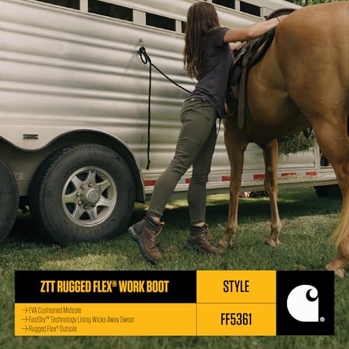 Image of Carhartt Rugged Flex 6 inch Composite Toe Work Boots for Women - Lightweight, Moisture-Wicking, and Cushioned Comfort