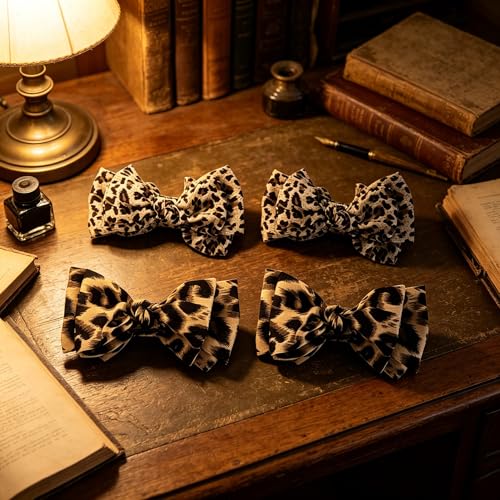 Pinzas para cabello con diseño de lazo y estampado leopardo, pack de 4 miniatura 7