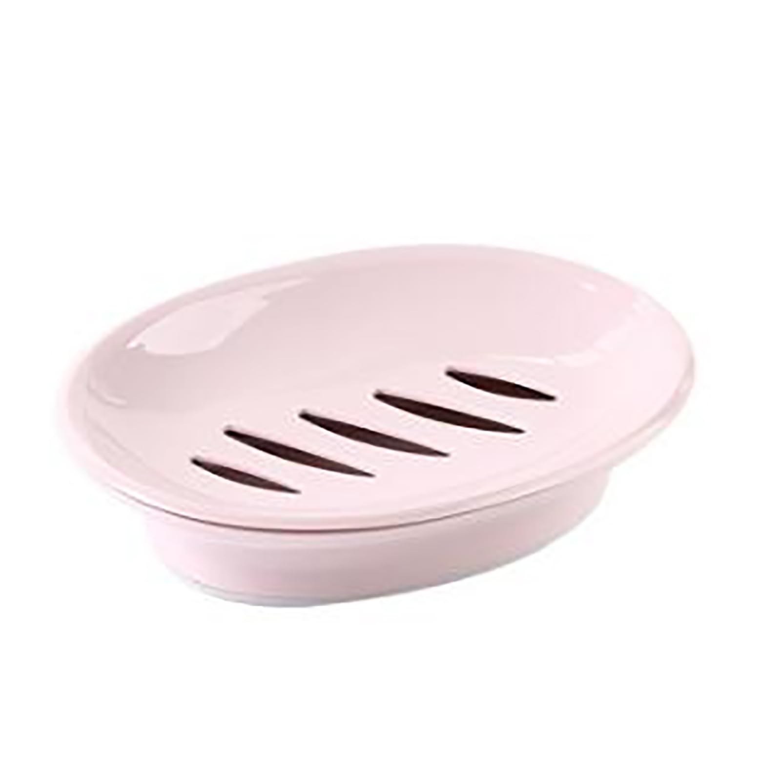 Jabonera Jabonera Ovalada de plástico Simple con Doble Compartimento para la Limpieza del Baño y la Cocina(Rosado)