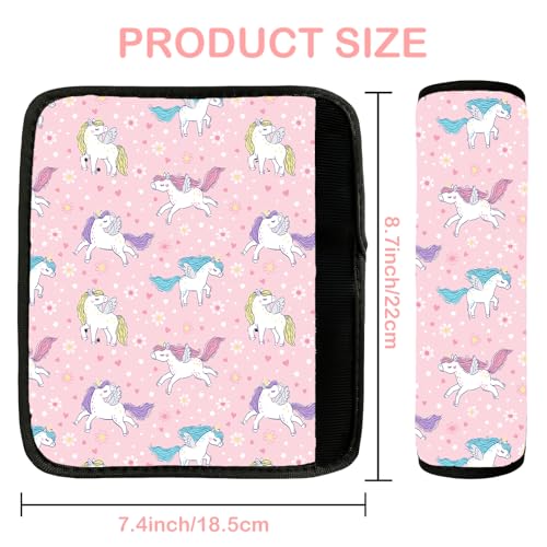 Image of Seat Belt Cover for Kids, Seat Belt Pad for Boys Girls, Car Seat Straps Shoulder Pads for Kids, Kid's Seat Belt Cushion, Shoulder Strap Pad, 1 Piece (Pink Unicorn)