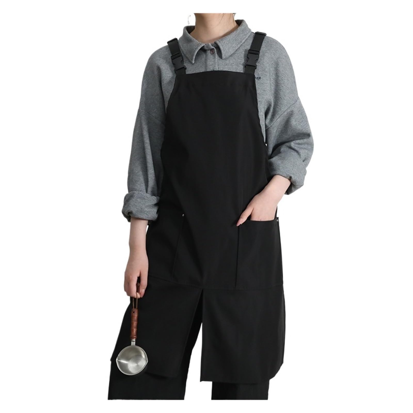 Delantal Delantal de cocina impermeable con abertura frontal y bolsillo for hombres mujeres, delantal trabajo en forma H a prueba aceite for camareros, chefs salones