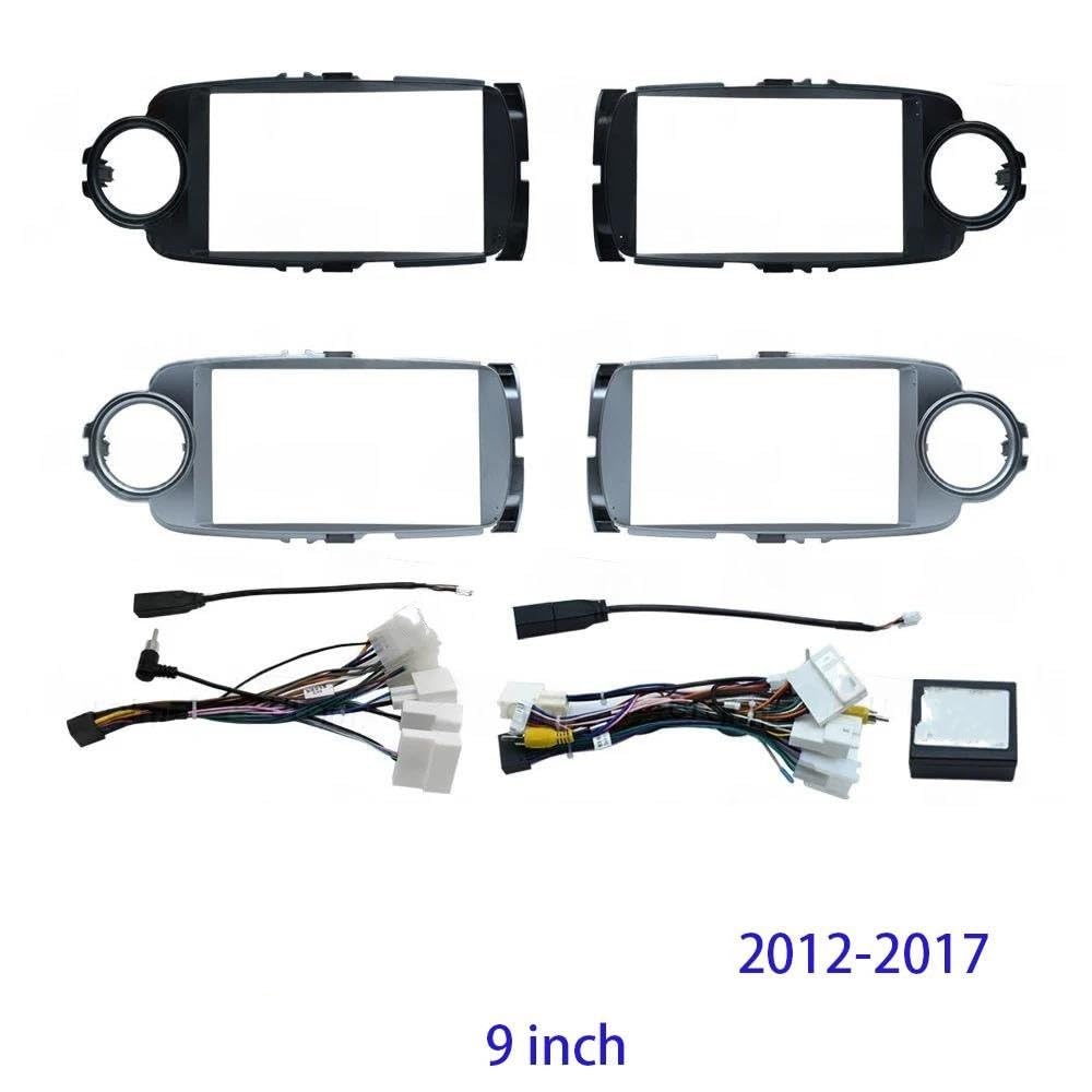 Pannello stereo del cruscotto Per Toyota Per Yaris Per Vitz P130 2012-2017 Radio Fascias Telaio 9 Pollice Stereo Pannello Fascio Cablaggio Cavo Alimentazione Adattatore(Cavo Canbus)