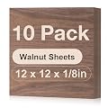 ROBOTIME 10-Pack A/A Grade Walnut Plywood Sheets - 12 x 12 x 1/8 Inch - 3mm Plywood for Laser Cutting, Engraving & Wood Burning (Pyrography) - Unfinished Wood for Crafts