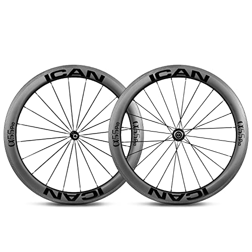 Ican Alpha 55 Pro 1521G Carbon Road Bike Wheelset Clincher Tubeless Ready Rim Brake 700C 20/24 Holes #TOP8