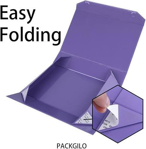 Miniatura 3 de Paquete de 5 cajas de regalo moradas con tapas, pequeñas de 12 x 8 x 2.7 pulgadas, cajas de regalo de ropa para regalos, camisas con cinta, cajas de