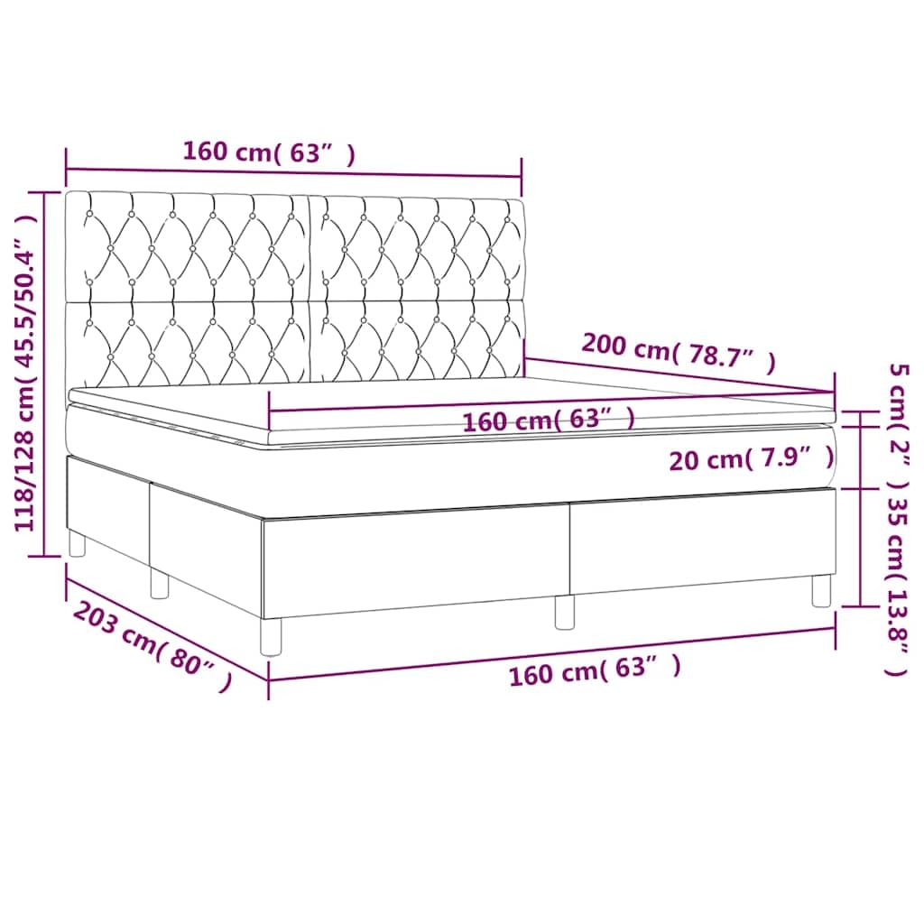 tkanina z regulowanym zagłówkiem LED 160x200 cm czarny | Łóżko kontynentalne z materacem 160x200 cm czarne tkanina z regulowanym zagłówkiem i LED