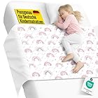 SpielLieb® Bettunterlage wasserdicht Kinder | Atmungsaktive Inkontinenzunterlage waschbar mit Einschlagtuch | Oeko-TEX Zertifiziert | Perfekt passend für deutsche Einzel- & Kinderbetten (Regenbogen)