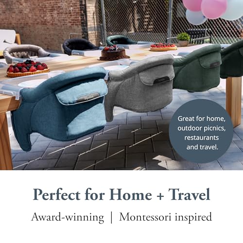 Image of Inglesina Fast Table Chair - Stone Gray Melange + Fast Dining Tray - Portable Baby High Chair - for Babies & Toddlers up to 37 lbs - Fits Tables 0.8'' to 3.5'' Thick - Compact - Travel Bag Included
