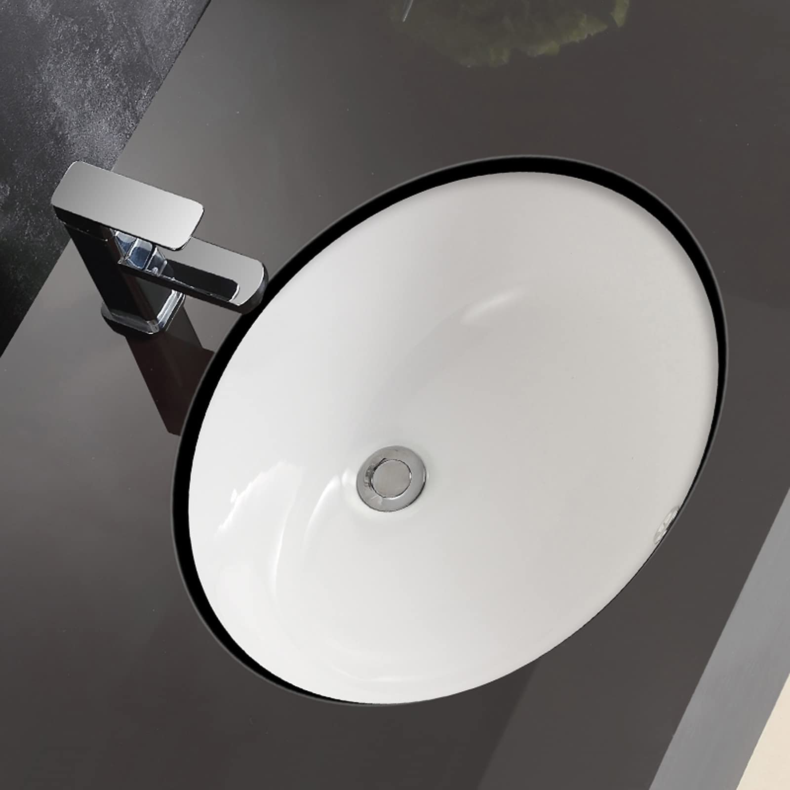 Waschbecken Eingebettete Installation Weiß Oval Porzellan Keramik Badezimmerbehälter Waschbecken für Badezimmer (Größe: 13inch)