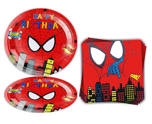 40pcs Party Supplies 20 Plates + 20 Napkin Birthday Party Decorations for Girl and Boy (Style 1)