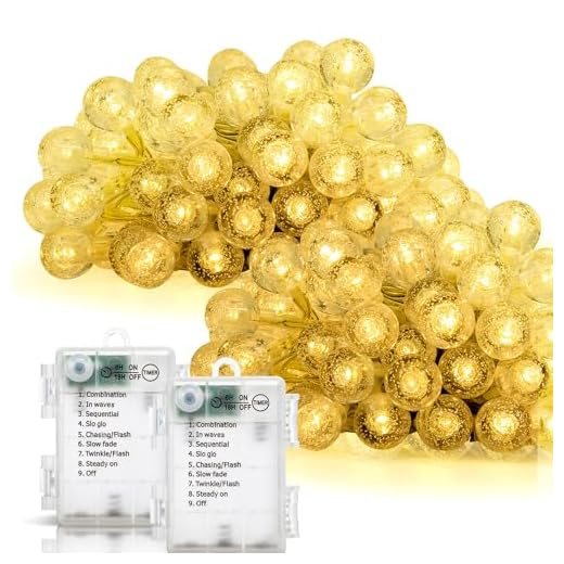 Aigostar Guirnalda Luces 10.3M 100LED Guirnalda Luces Pilas 8 Modos de Luces Decorativas de Navidad, Guirnalda Luces Exterior IP44 Impermeable para Navidad, Fiestas y Reuniones, burbuja, 2 PCS