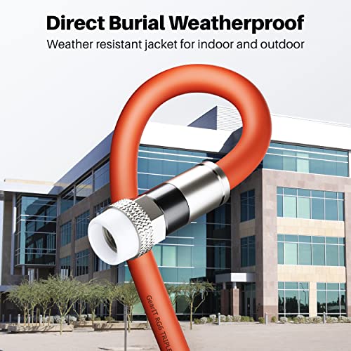 Gearit Coaxial Cable For Direct Burial (200Ft) Rg6 70 Ohm Rf Rubber Boot Waterproof Underground In-Wall With Rubber Boot, High-Speed Internet, Broadband, Digital Tv Aerial, Satellite Cable 200 Feet #TOP4